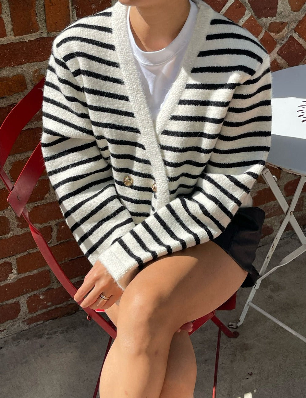 Cropped Stripe Cardigan