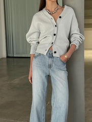 V-Neck Slim Cardigan Sweater
