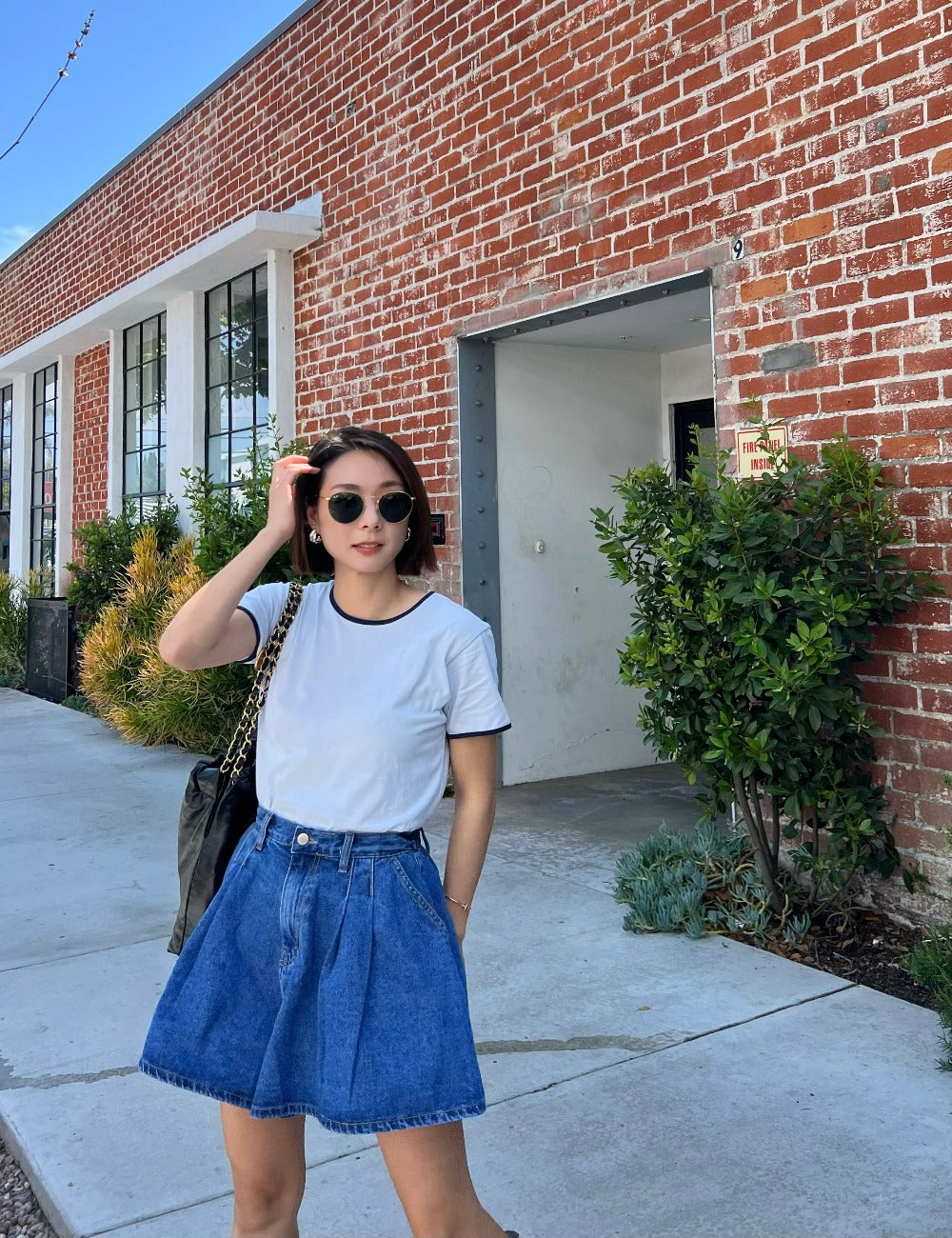 Flared Denim Shorts