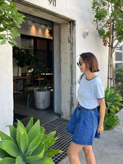 Flared Denim Shorts