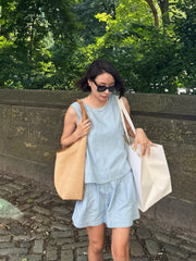 Denim Tank & Shorts Set