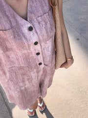 Linen V-Neck Jumpsuit