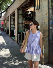 Pleated Sleeveless Blouse