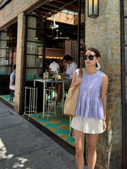 Pleated Sleeveless Blouse