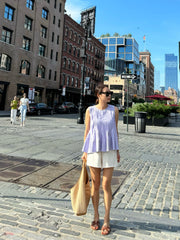 Pleated Sleeveless Blouse
