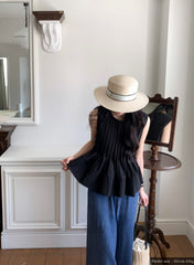 Pleated Sleeveless Blouse