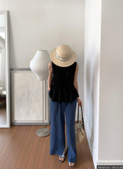 Pleated Sleeveless Blouse