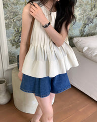 Pleated Sleeveless Blouse