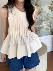 Pleated Sleeveless Blouse