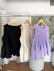 Pleated Sleeveless Blouse